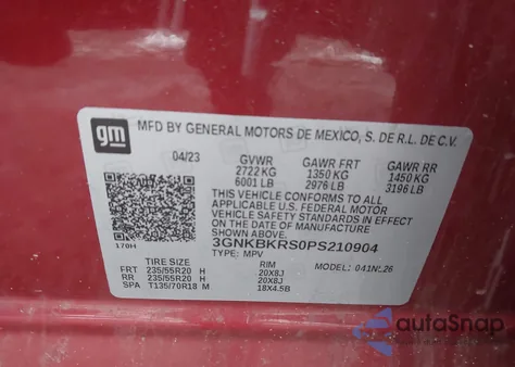 2023 Chevrolet Blazer Awd Rs from USA, damaged, VIN 3GNKBKRS0PS210904